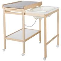 Verschoontafel met schuifbad - ROBA - Inclusief waterafstotend matras Roba stijl Grijs - Opbergplank - Natuurlijk hout - thumbnail