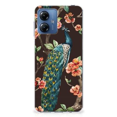 Motorola Moto G14 | TPU Hoesje | Pauw met Bloemen Motorola Moto G14 | TPU Hoesje | Pauw met Bloemen