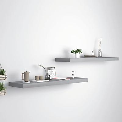 VidaXL Wandschappen zwevend 2 st 90x23,5x3,8 cm mdf grijs VidaXL Wandschappen zwevend 2 st 90x23,5x3,8 cm mdf grijs