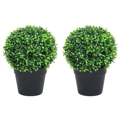 Kunstplanten met pot 2 st buxus bolvorming 37 cm groen