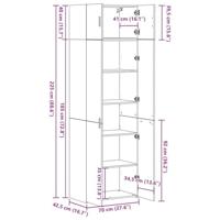 Opbergkast artisanaal eikenkleurig 70 x 42.5 x 225 cm - thumbnail