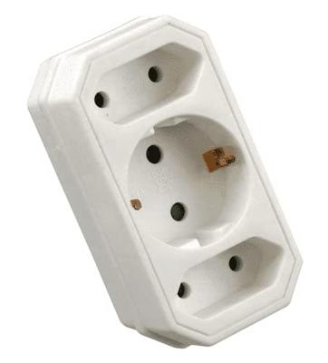 VB 41198 verloopstekker 2x euro + 1x ra wit