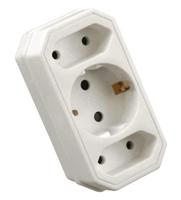 VB 41198 verloopstekker 2x euro + 1x ra wit - thumbnail