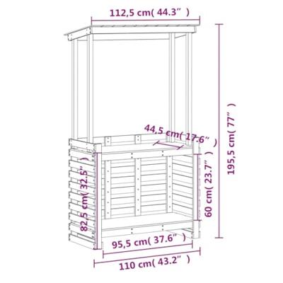 Tuinbartafel met dak 112,5x57x195,5 cm massief hout wit