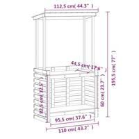 Tuinbartafel met dak 112,5x57x195,5 cm massief hout wit - thumbnail