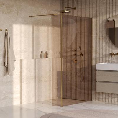 Brauer Oblivion - Inloopdouche - Brons Glas - 120 x 200 cm - met Zijwand 30 cm - incl. Glascoating - PVD Goud Geborsteld