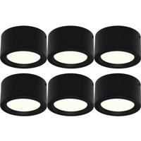 LED Downlight 6 Pack - Opbouw Rond Hoog 10W - Natuurlijk Wit 4200K - Mat Zwart Aluminium - Ø140mm - thumbnail
