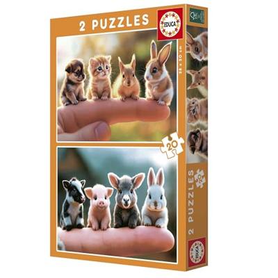 Puzzel 2 x 20 stukjes baby dieren EDUCA meerkleurig