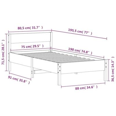 Bedframe zonder matras massief grenenhout 75x190 cm