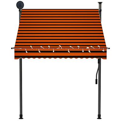 Luifel handmatig uitschuifbaar met LED 150 cm oranje en bruin - thumbnail