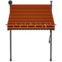 VidaXL Luifel handmatig uitschuifbaar met led 150 cm oranje en bruin - thumbnail