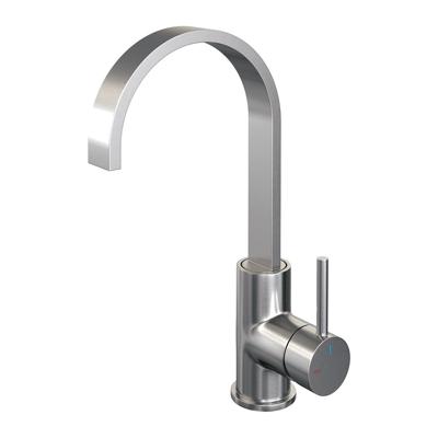 Wastafelmengkraan Brauer Brushed Edition Coldstart Opbouw Hoog Plat Gebogen Ronde Hendel Geborsteld RVS PVD Brauer Wastafelmengkraan Brauer Brushed Edition Coldstart Opbouw Hoog Plat Gebogen Ronde Hendel Geborsteld RVS PVD Brauer