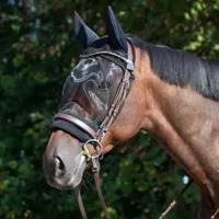 QHP Oornet met vliegenmasker zwart maat:pony - thumbnail