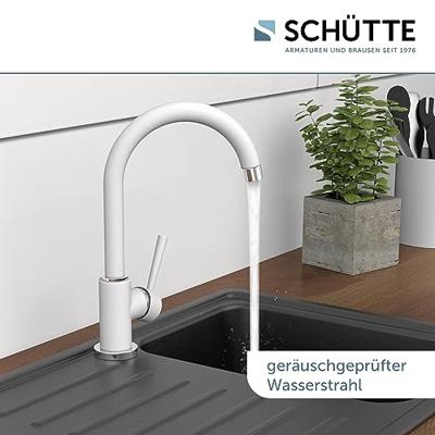 CORNWALL ééngreepsmengkraan keuken met hoge uitloop, wit elegante kraan met hoge ronde uitloop en draaibereik 360° energiebesparing door cold start functie keramische schijven geluidsarme, ver