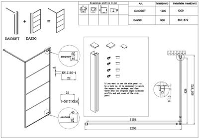 Saqu Devine industriële inloopdouche incl. antikalkbehandeling 90x210cm mat zwart