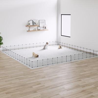 VidaXL Huisdierenkooi met deur 60 panelen 35x35 cm staal zwart VidaXL Huisdierenkooi met deur 60 panelen 35x35 cm staal zwart