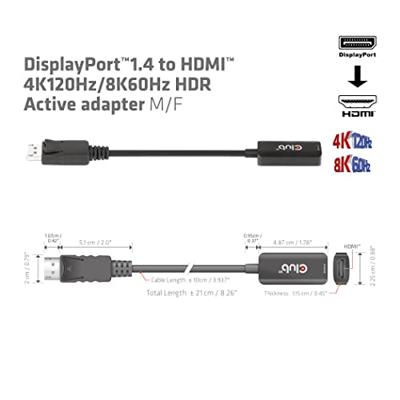 CLUB3D DisplayPort1.4 to HDMI 4K120Hz/8K60Hz HDR Active adapter M/F - thumbnail