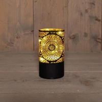 Anna&apos;s Collection LED cylinder glas Marrakech 10 lampjes goud Ø 9 x 16cm, warm wit - thumbnail