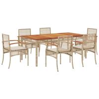 7-delige Tuinset met kussens poly rattan beige - thumbnail