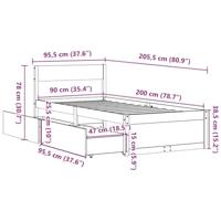 Bedframe zonder matras massief grenenhout 90x200 cm - thumbnail