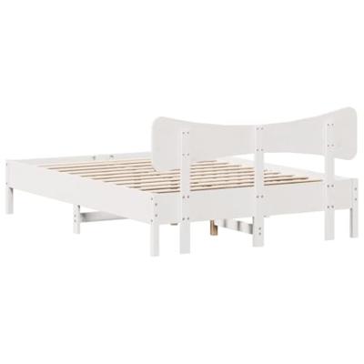 Bedframe zonder matras massief grenenhout wit 140x190 cm