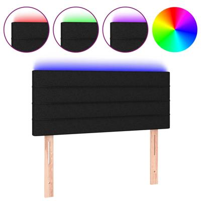 Hoofdbord LED 90x5x118/128 cm stof zwart - thumbnail