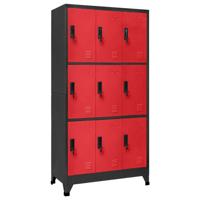 Lockerkast 90x45x180 cm staal antracietkleurig en rood - thumbnail