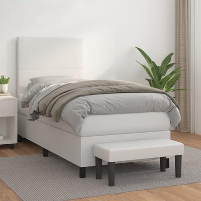 Boxspring met matras kunstleer wit 80x200 cm - thumbnail