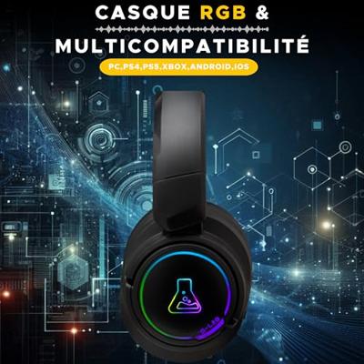 Draadloze gamingheadset - The G-Lab - KORP IRIDIUM - Microfoon - RGB - PC/PS4/Xbox One - Zwart