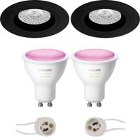 Pragmi Rodos Pro - Inbouw Rond - Mat Zwart - Ø93mm - Philips Hue - LED Spot Set GU10 - White and Color Ambiance - Bluetooth - thumbnail