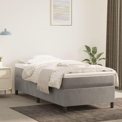 Boxspring met matras fluweel lichtgrijs 90x190 cm