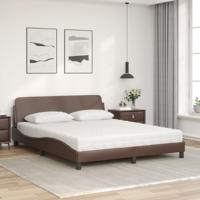 Bed met matras kunstleer bruin 160x200 cm - thumbnail