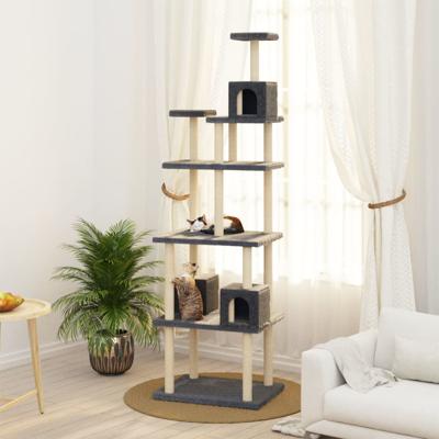 VidaXL Kattenmeubel met sisal krabpalen 188 cm donkergrijs