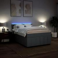 Boxspring met matras stof donkergrijs 160x200 cm - thumbnail