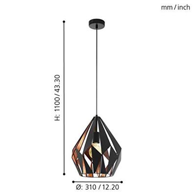 Eglo HanglampCarlton 1 31cm zwart met koper - 49254