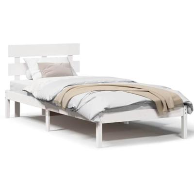 Bedframe met hoofdeinde Wit 80 x 200 cm Massief grenenhout