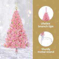 VidaXL Kunstmatig voorverlicht kerstboom met 150 led roze 150 cm pvc - thumbnail
