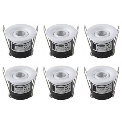 LED Veranda Spot Verlichting 6 Pack - Inbouw Rond 1W - Natuurlijk Wit 4200K - Mat Wit Aluminium - Ø41mm