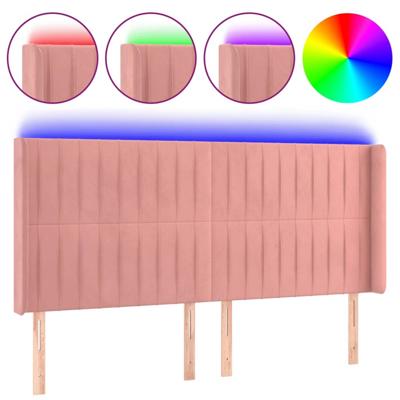 Hoofdbord LED 183x16x118/128 cm fluweel roze