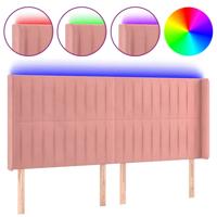 Hoofdbord LED 183x16x118/128 cm fluweel roze - thumbnail