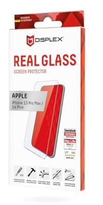 Displex Kogelvrij glas 2D/helder (10H) voor Apple iPhone 13 Pro Max/14 Plus, eco-montageframe, gehard glas, krasbestendige beschermfolie, hoesvriendelijk