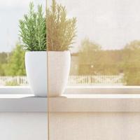 Gordijnen voile met roedezakken 2 st zand - thumbnail