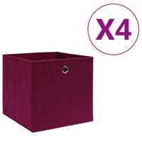 VidaXL Opbergboxen 4 st 28x28x28 cm nonwoven stof donkerrood - thumbnail