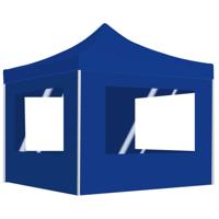 Partytent inklapbaar met wanden 2x2 m aluminium blauw - thumbnail