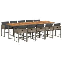 11-delige Tuinset met kussens poly rattan grijs - thumbnail
