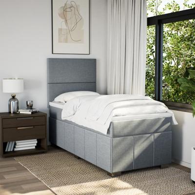 Boxspring met matras stof lichtgrijs 120x190 cm