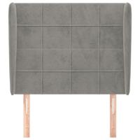 Hoofdbord met randen 83x23x118/128 cm fluweel lichtgrijs - thumbnail