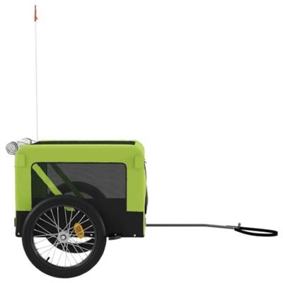 Hondenfietstrailer oxford stof en ijzer groen en zwart - thumbnail
