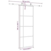 Schuifdeur met beslagset 76x205 cm ESG glas zwart - thumbnail