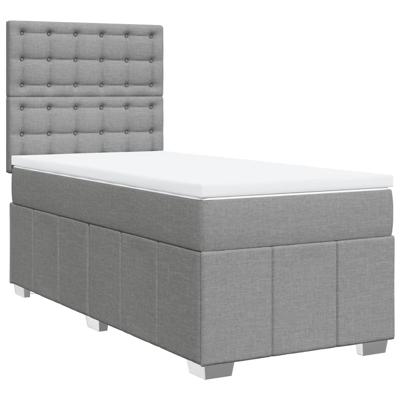 Boxspring met matras stof lichtgrijs 140x190 cm